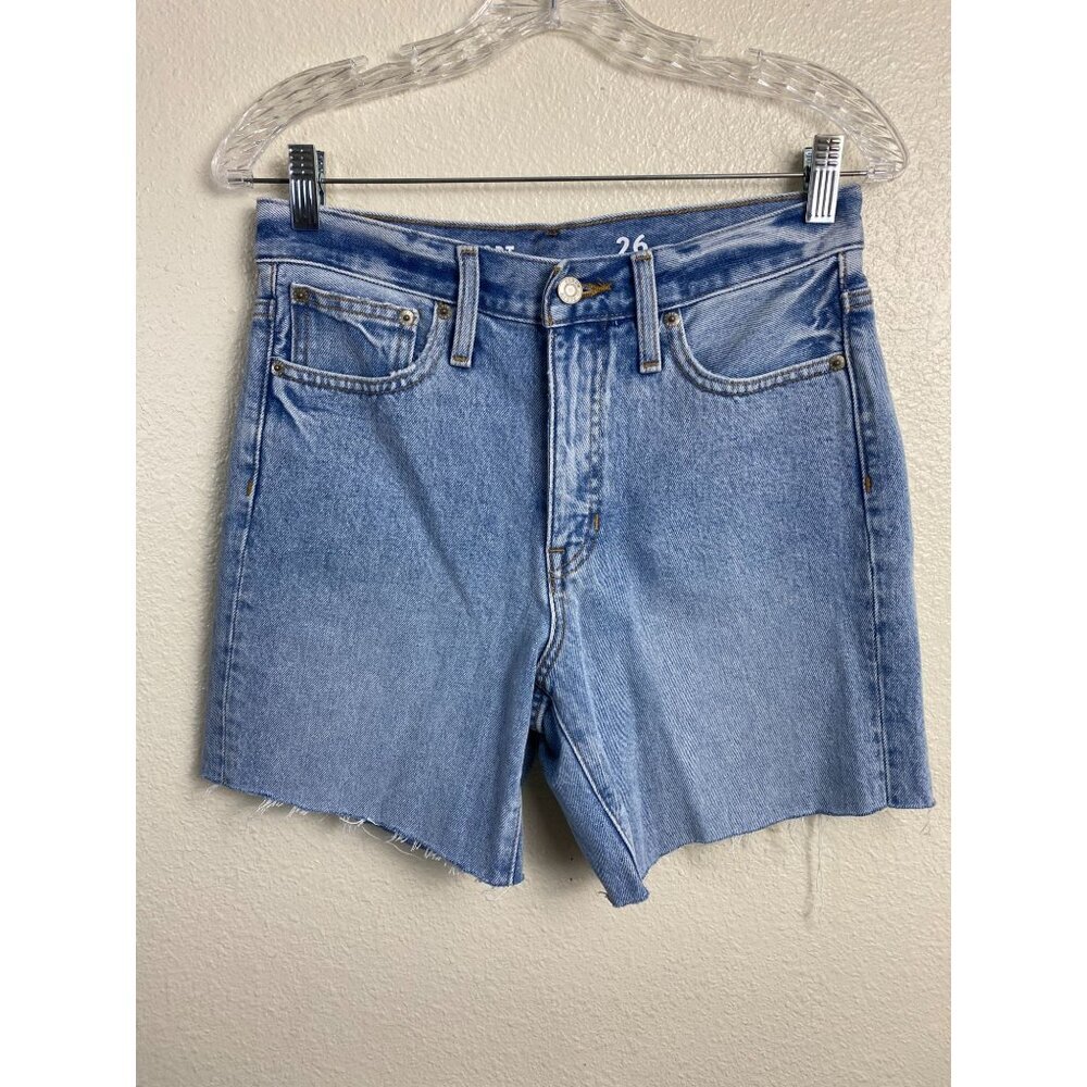 J.Crew Denim Mid-Length Jean Short Women S26 Cotton 6" Cut off Blue Light wash
